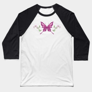 Purple Butterfly Baseball T-Shirt